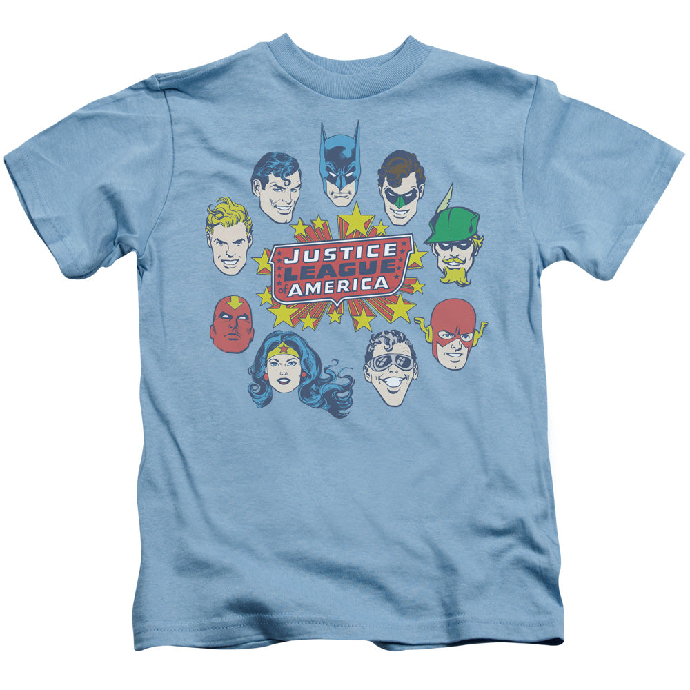 DC Comics Justice Head Circle Juvenile Kids Youth T Shirt Carolina Blue 