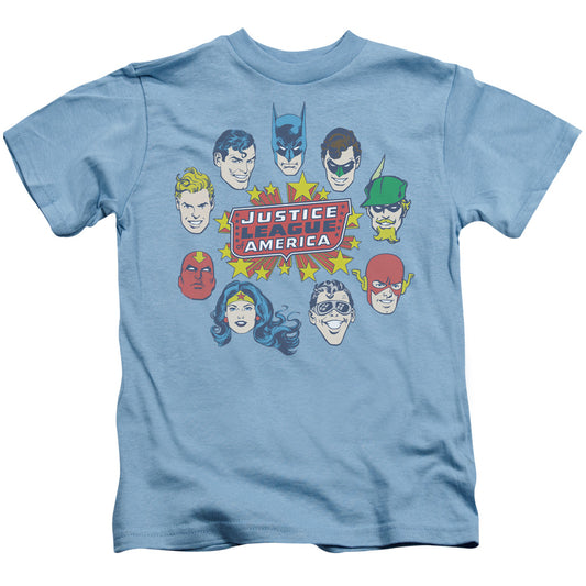 DC Comics Justice Head Circle Juvenile Kids Youth T Shirt Carolina Blue 