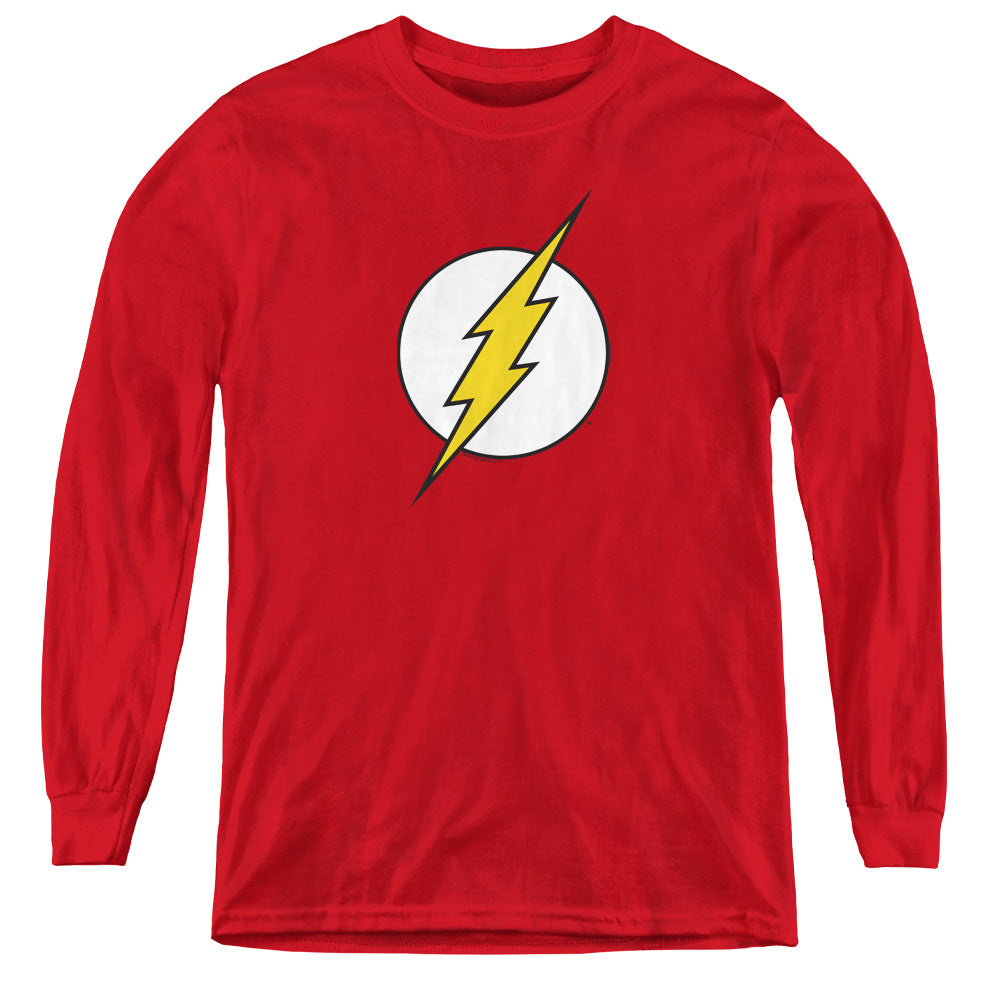 DC Comics Flash Flash Logo Long Sleeve Kids Youth T Shirt Red