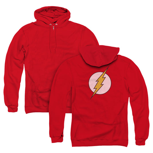 DC Comics Flash Flash Logo Back Print Zipper Mens Hoodie Red