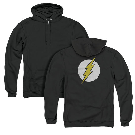 DC Comics Flash Flash Logo Back Print Zipper Mens Hoodie Black