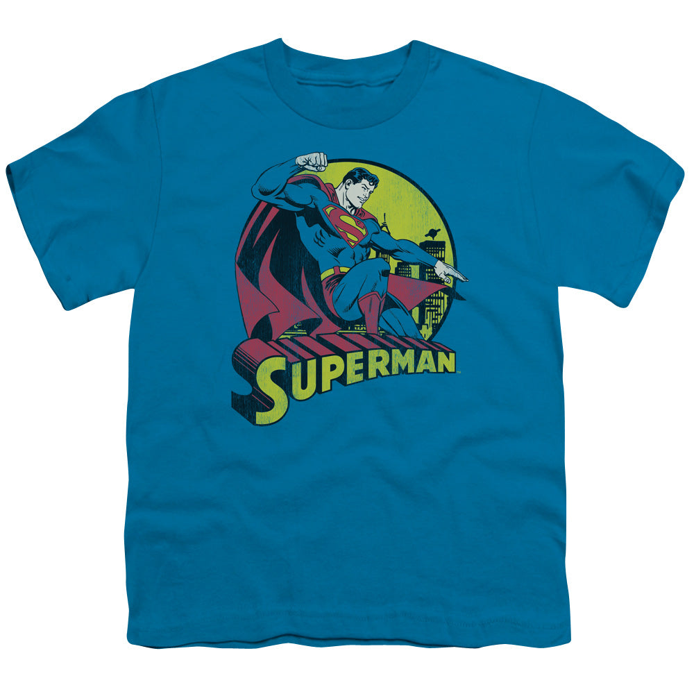 DC Comics Superman Kids Youth T Shirt Turquoise