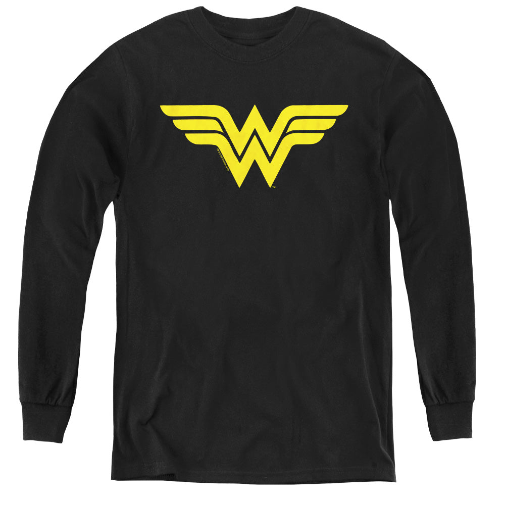 DC Comics Wonder Woman Logo Long Sleeve Kids Youth T Shirt Black