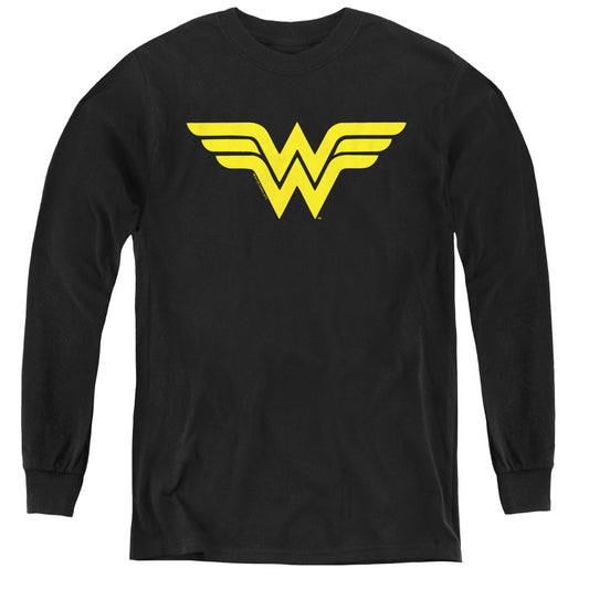 DC Comics Wonder Woman Logo Long Sleeve Kids Youth T Shirt Black