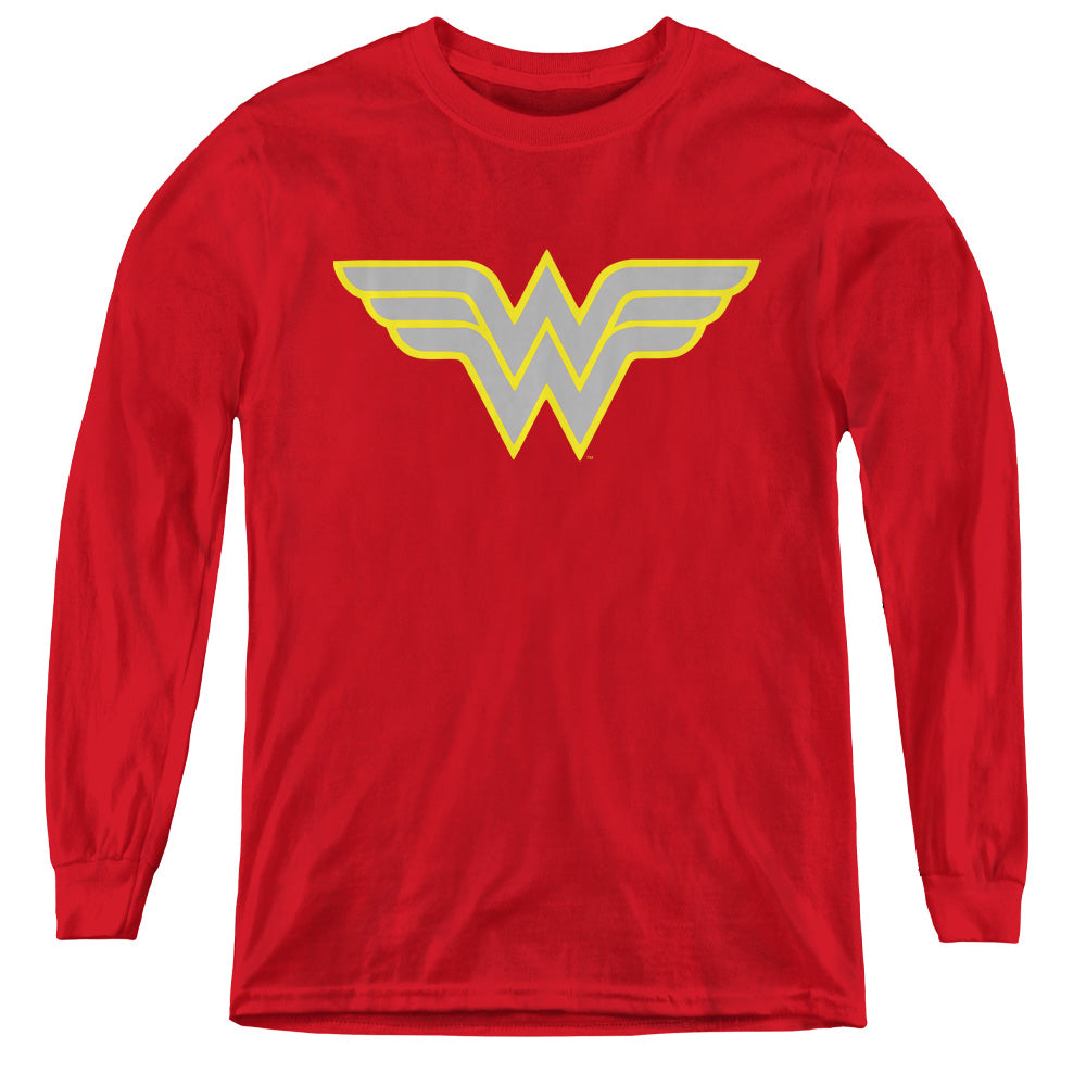 DC Comics Ww Logo Long Sleeve Kids Youth T Shirt Red