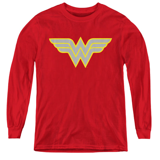 DC Comics Ww Logo Long Sleeve Kids Youth T Shirt Red