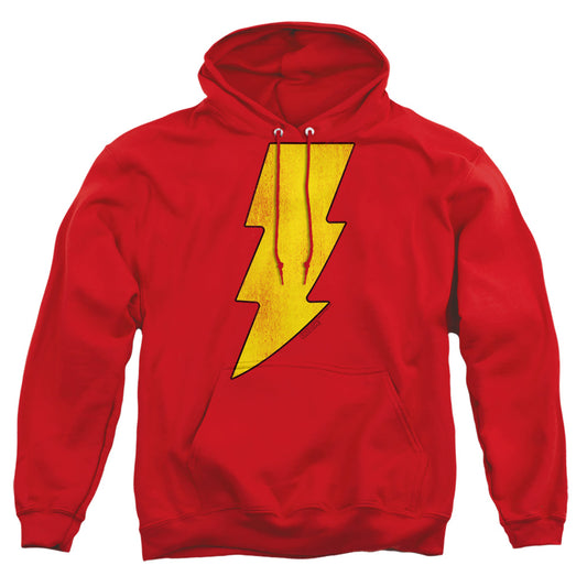 Dc Shazam Logo Distressed Mens Hoodie Red Officially Licensed