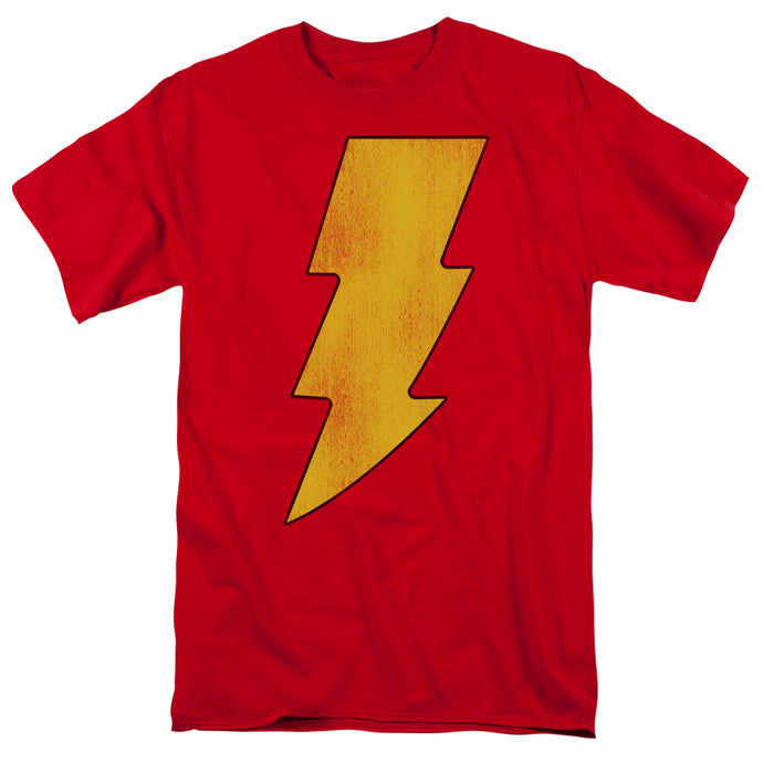 DC Comics Shazam Logo Distressed Mens T Shirt Red