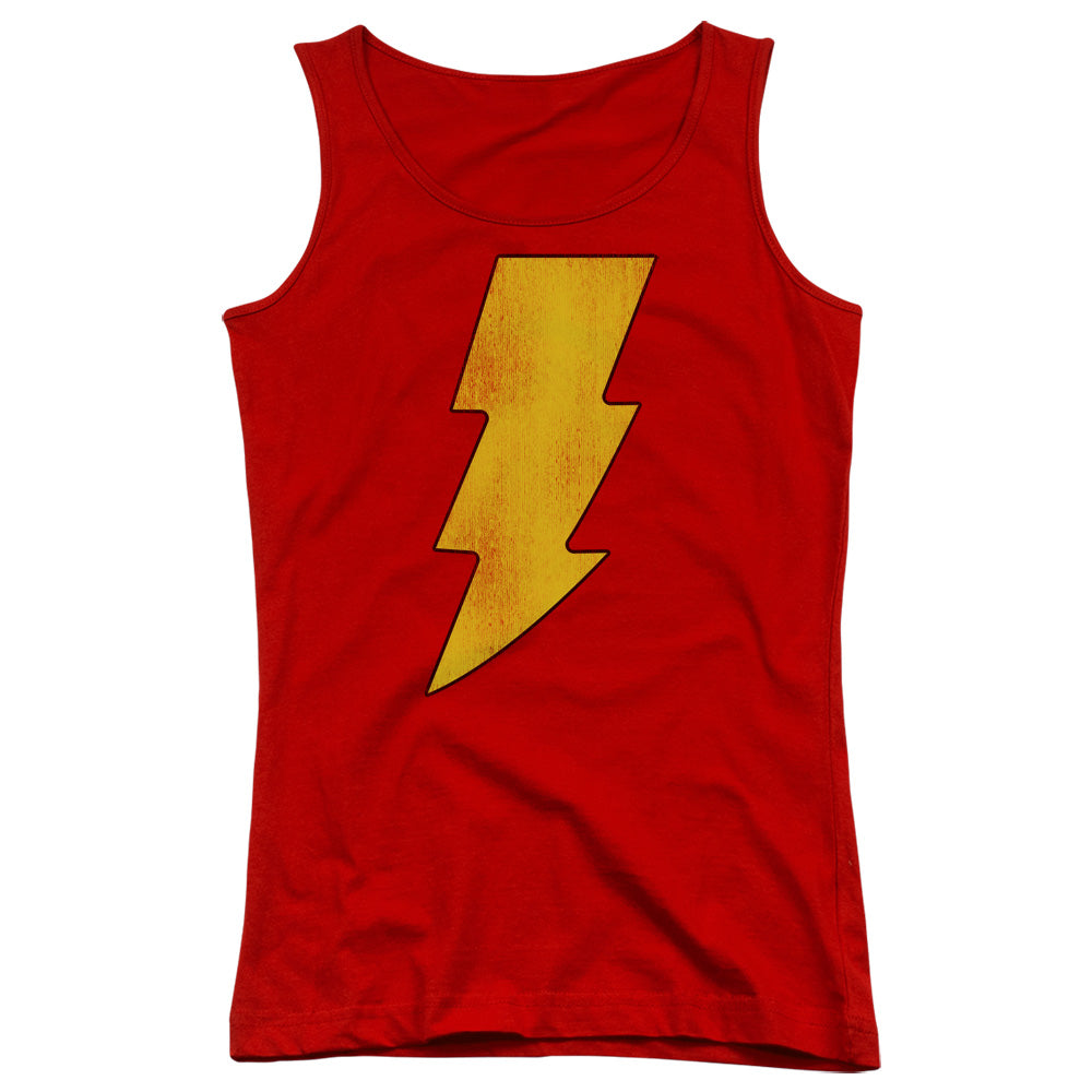 DC Comics Shazam Logo Distressed Womens Tank Top Shirt Red