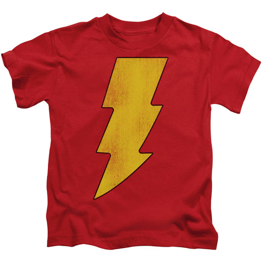 DC Comics Shazam Logo Distressed Juvenile Kids Youth T Shirt Red 