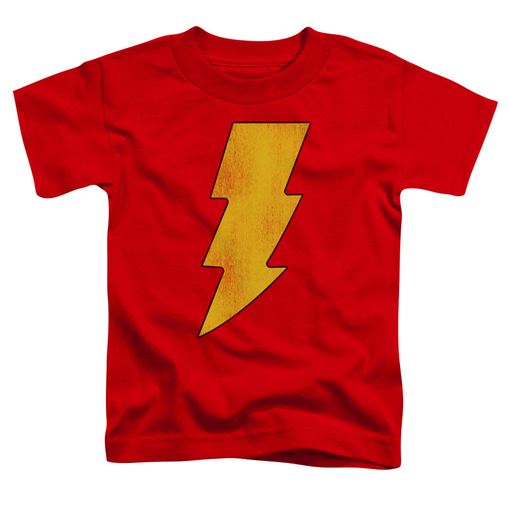 DC Comics Shazam Logo Distressed Toddler Kids Youth T Shirt Red