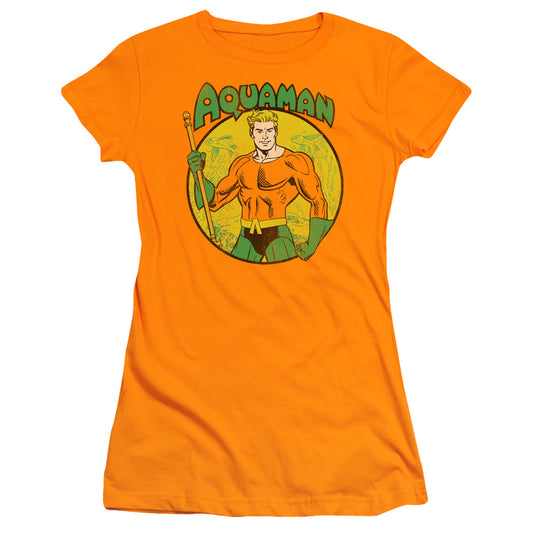 DC Comics Aquaman Junior Sheer Cap Sleeve Womens T Shirt Orange