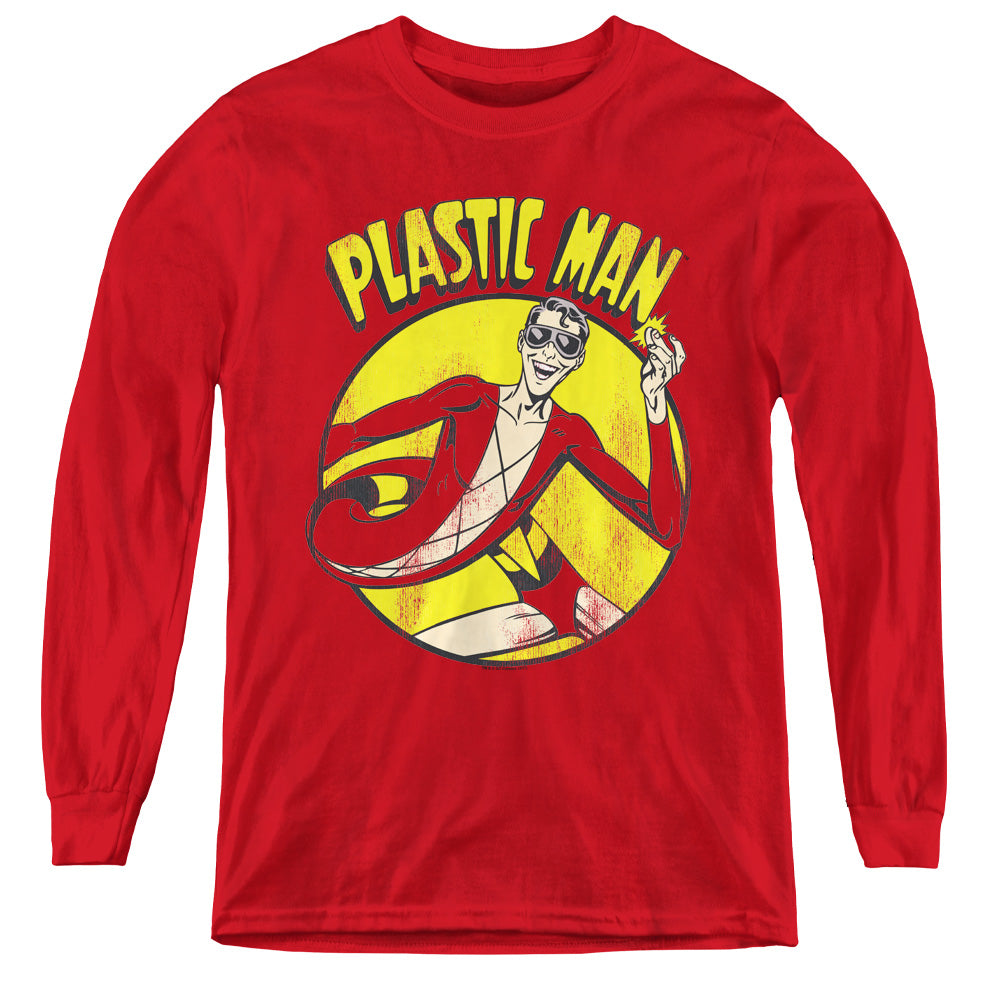 DC Comics Plastic Man Long Sleeve Kids Youth T Shirt Red