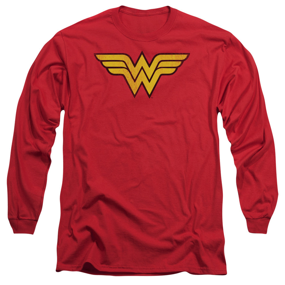DC Comics Wonder Woman Logo Dist Mens Long Sleeve Shirt Red