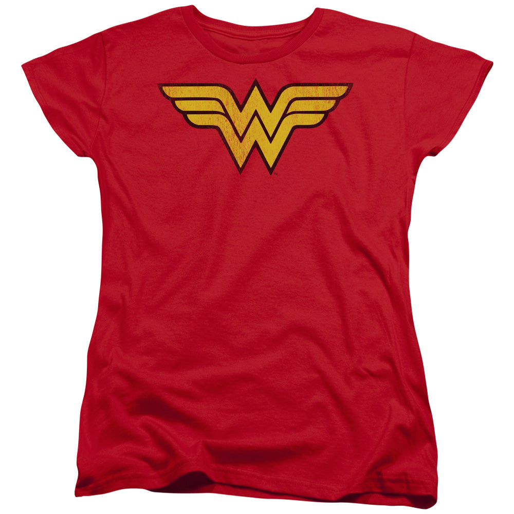 DC Comics Wonder Woman Logo Dist Womens T Shirt Red