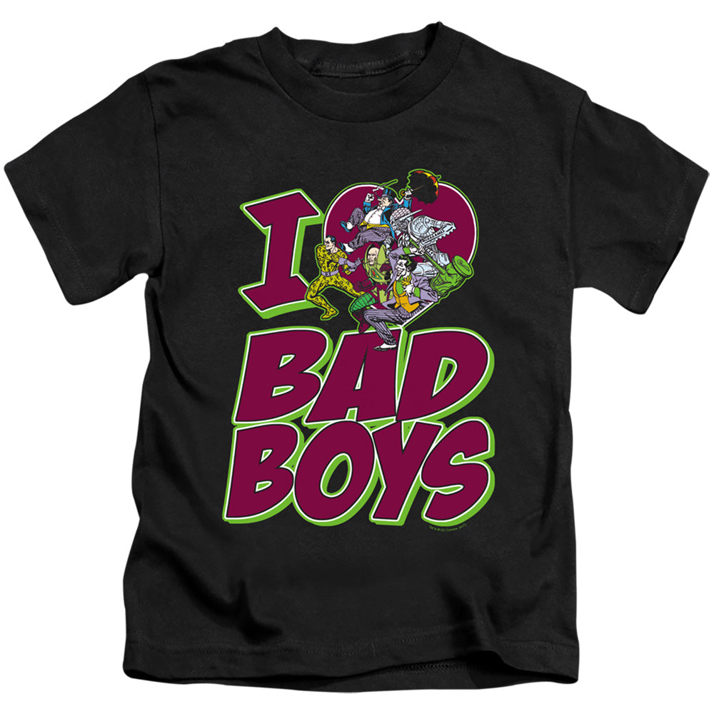 DC Comics I Heart Bad Boys Juvenile Kids Youth T Shirt Black 