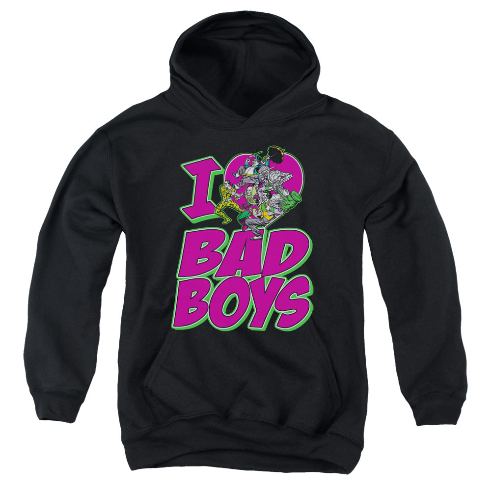 DC Comics I Heart Bad Boys Kids Youth Hoodie Black