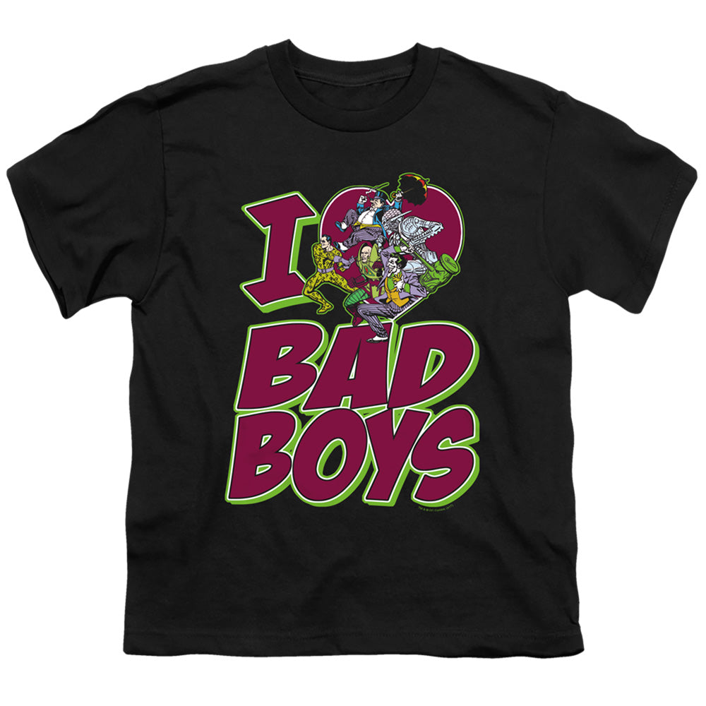 DC Comics I Heart Bad Boys Kids Youth T Shirt Black