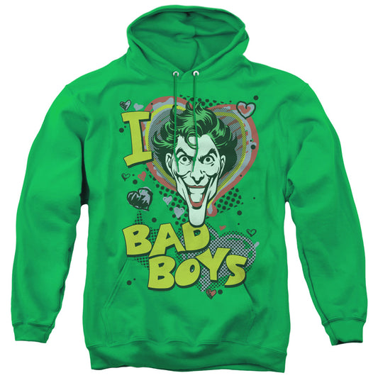 DC Comics I Heart Bad Boys 2 Mens Hoodie Kelly Green