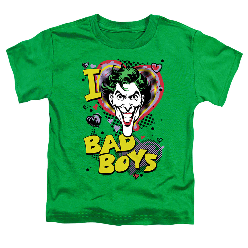 DC Comics I Heart Bad Boys 2 Toddler Kids Youth T Shirt Kelly Green