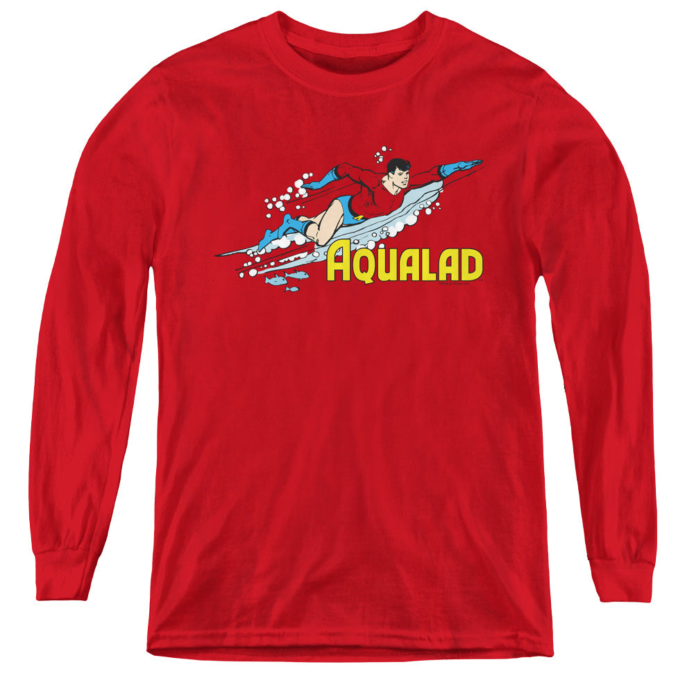 DC Comics Aqualad Long Sleeve Kids Youth T Shirt Red