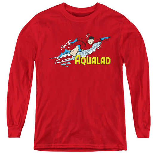 DC Comics Aqualad Long Sleeve Kids Youth T Shirt Red