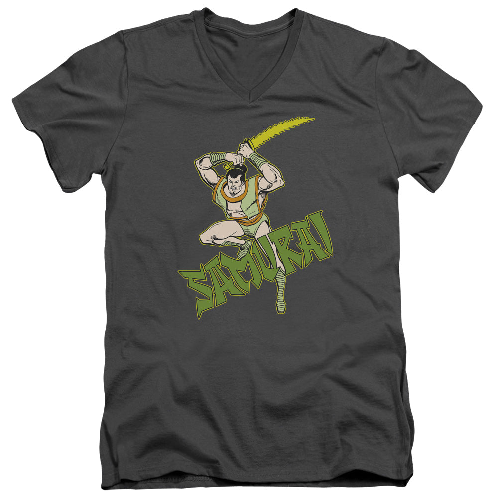 DC Comics Samurai Mens Slim Fit V Neck T Shirt Charcoal