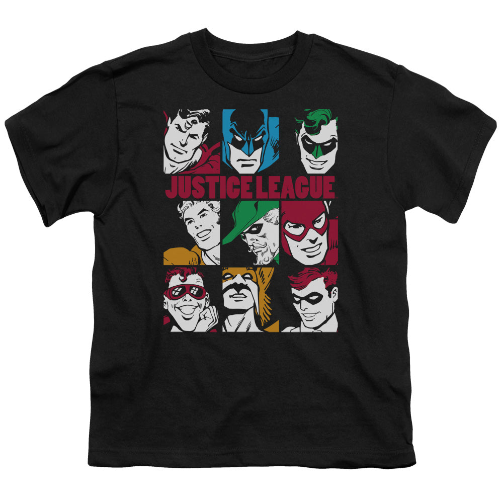 DC Comics Nine Blocks of Justice Kids Youth T Shirt Black