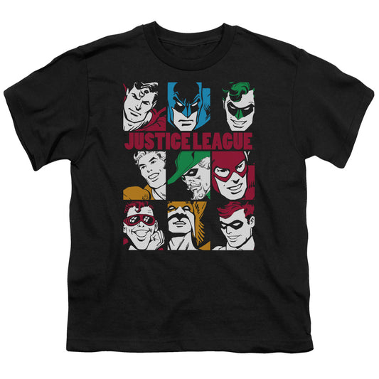 DC Comics Nine Blocks of Justice Kids Youth T Shirt Black