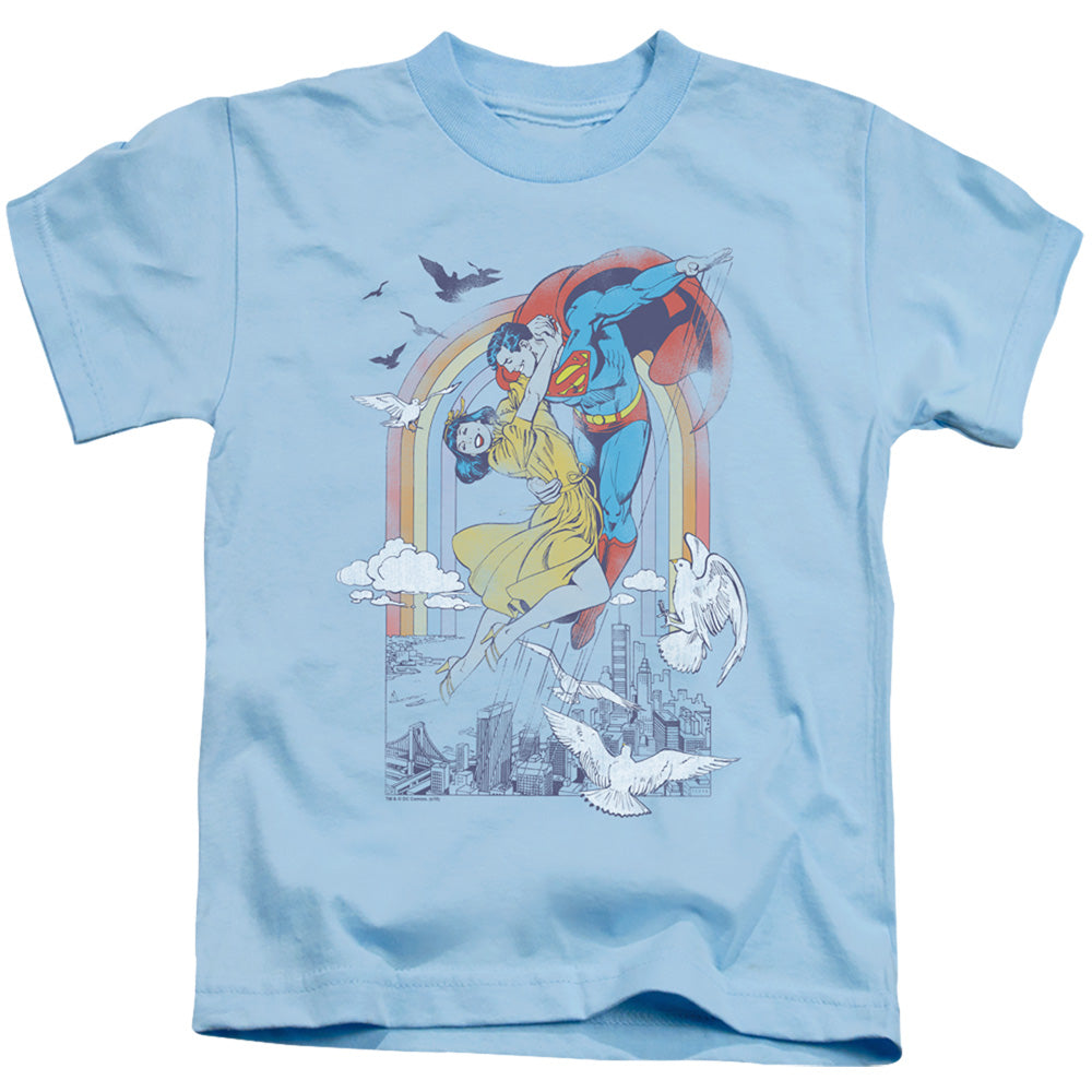 DC Comics Rainbow Love Juvenile Kids Youth T Shirt Light Blue 