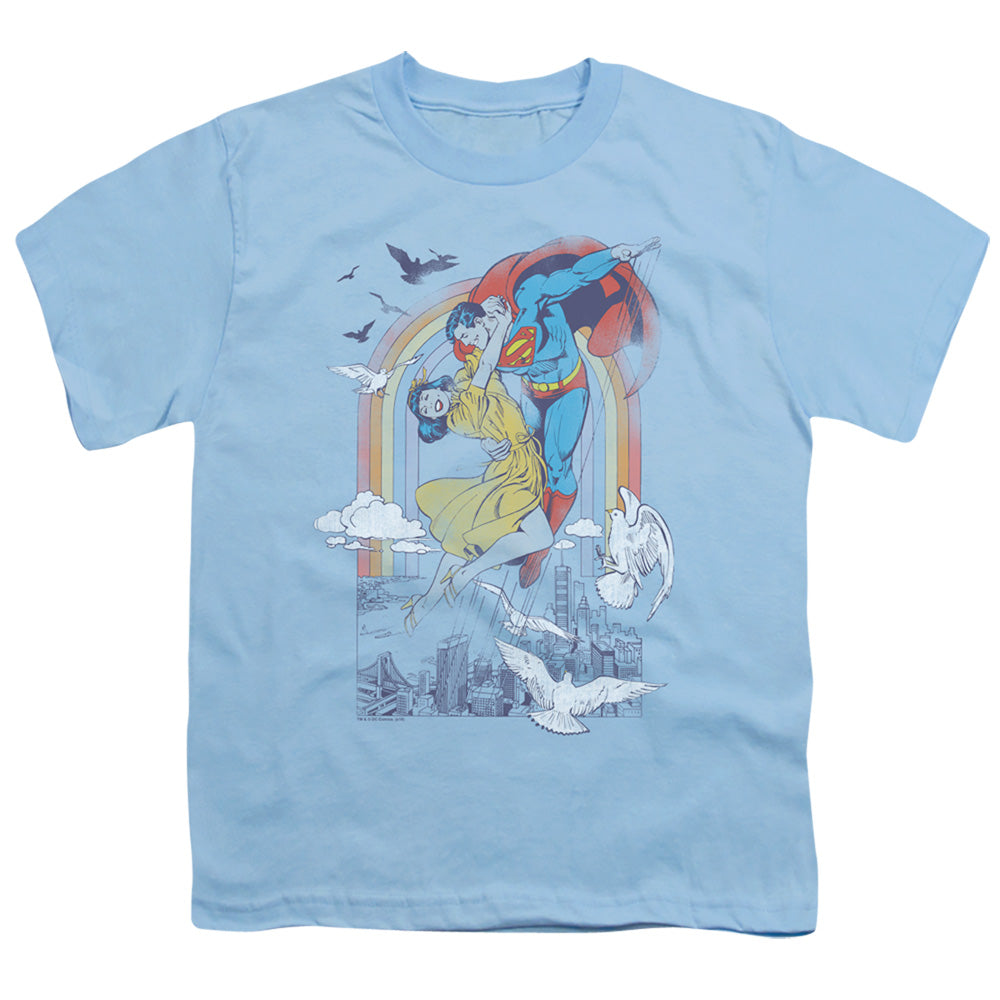 DC Comics Rainbow Love Kids Youth T Shirt Light Blue