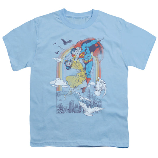 DC Comics Rainbow Love Kids Youth T Shirt Light Blue