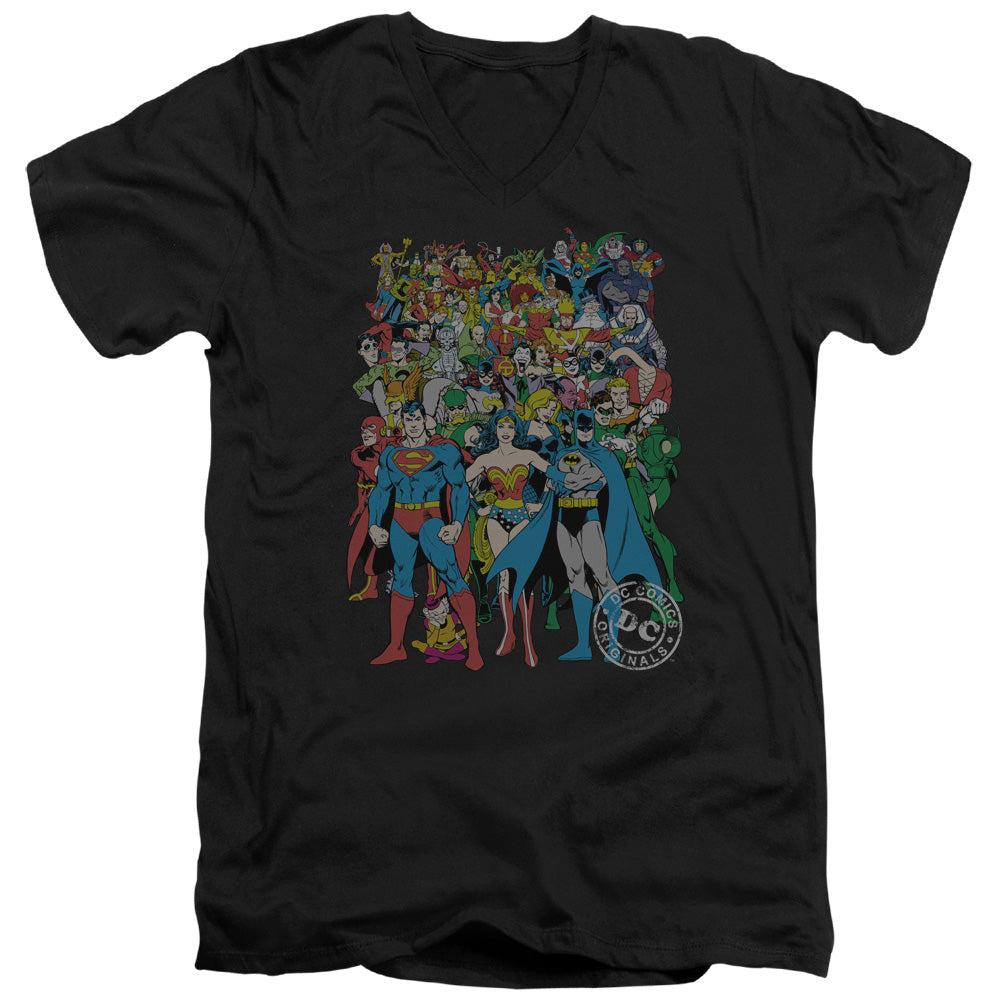 DC Comics Original Universe Mens Slim Fit V Neck T Shirt Black
