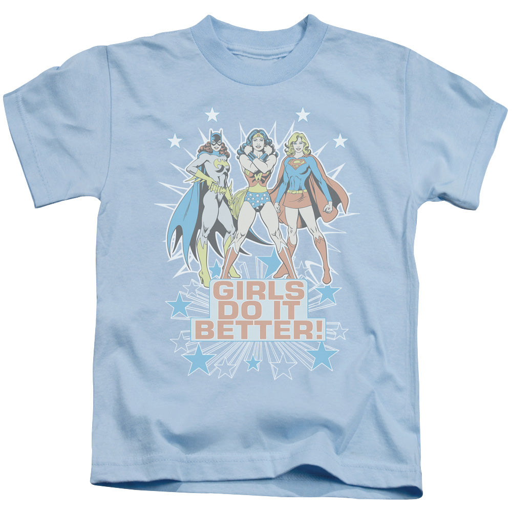 DC Comics Girls Do It Better Juvenile Kids Youth T Shirt Light Blue 