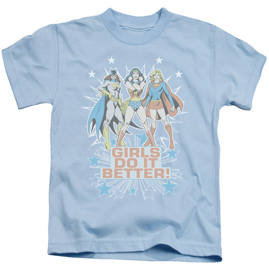 DC Comics Girls Do It Better Juvenile Kids Youth T Shirt Light Blue 