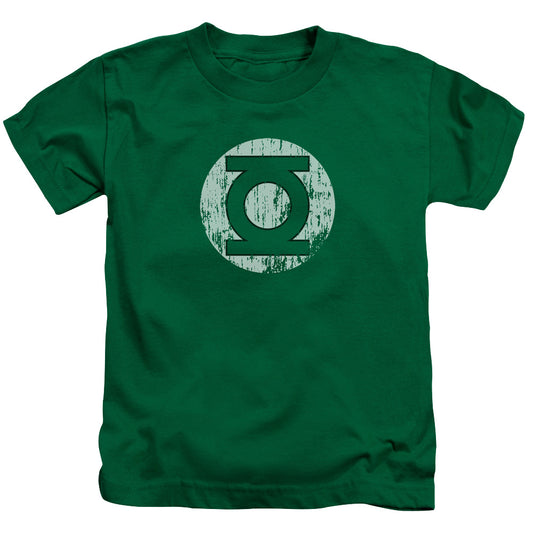 DC Comics Distressed Lantern Logo Juvenile Kids Youth T Shirt Kelly Green 