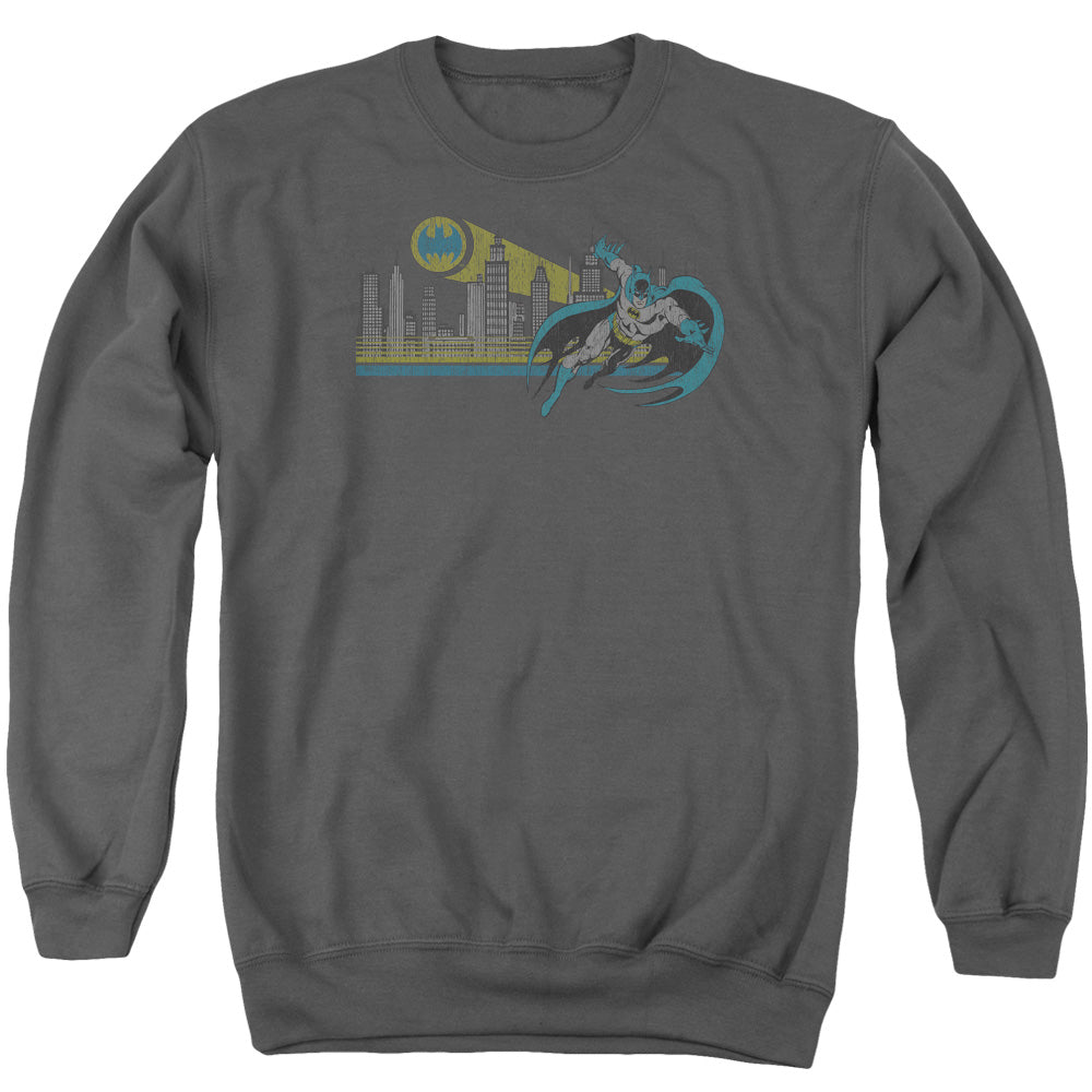 DC Comics Gotham Retro Mens Crewneck Sweatshirt Charcoal
