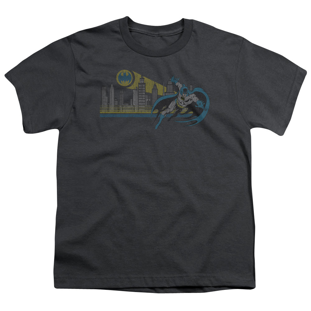 DC Comics Gotham Retro Kids Youth T Shirt Charcoal