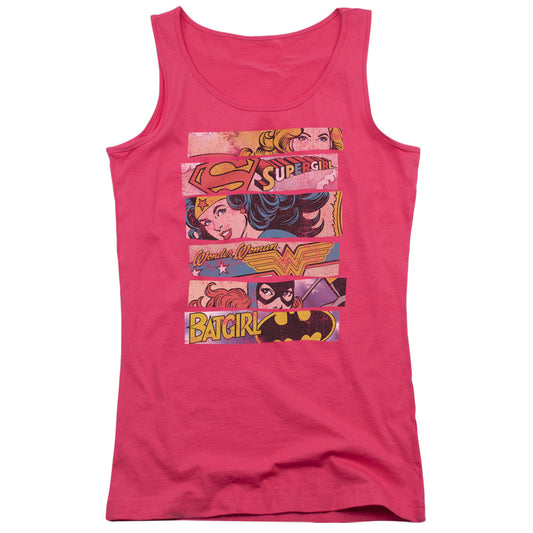 DC Comics Three of a Kind Womens Tank Top Shirt Hot Pink