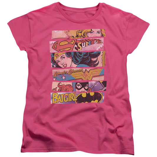 DC Comics Three of a Kind Womens T Shirt Hot Pink