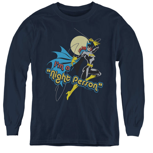 DC Comics Night Person Long Sleeve Kids Youth T Shirt Navy Blue