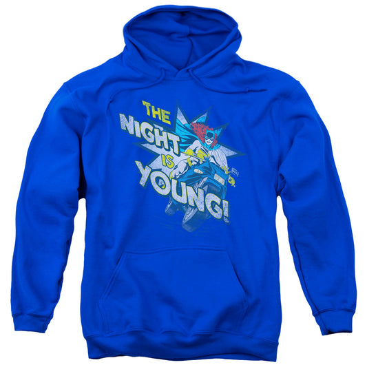 DC Comics the Night is Young Mens Hoodie Royal Blue