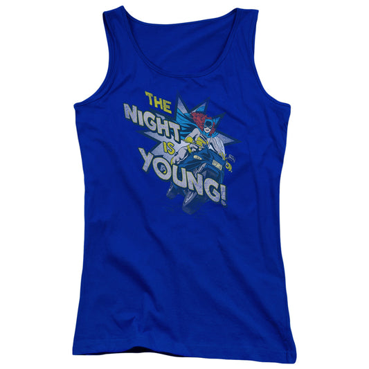 DC Comics the Night is Young Womens Tank Top Shirt Royal Blue