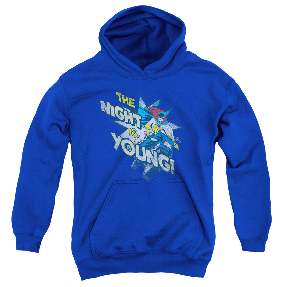 DC Comics the Night is Young Kids Youth Hoodie Royal