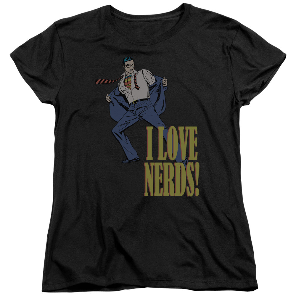 DC Comics I Love Nerds Womens T Shirt Black