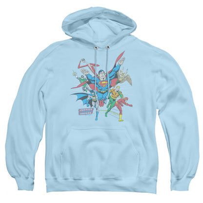 Dc Lead The Charge Mens Hoodie Light Blue Officially Licensed