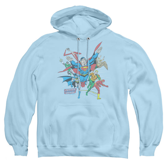 Dc Lead The Charge Mens Hoodie Light Blue Officially Licensed