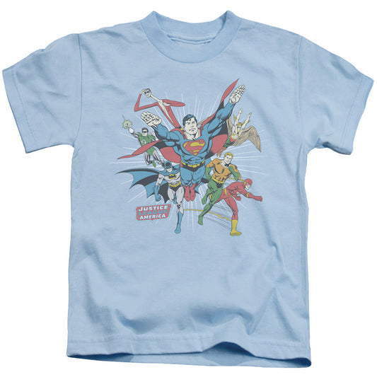 DC Comics Lead the Charge Juvenile Kids Youth T Shirt Light Blue 