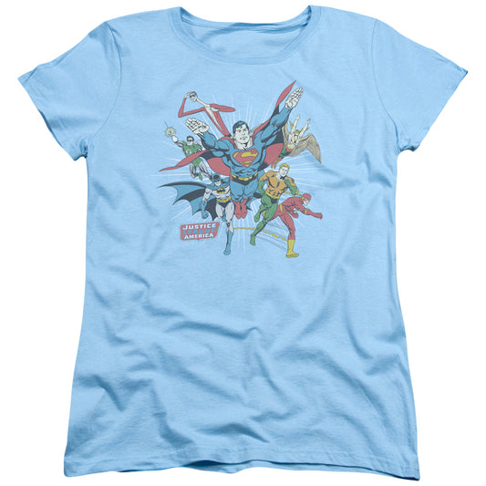 DC Comics Lead the Charge Womens T Shirt Light Blue