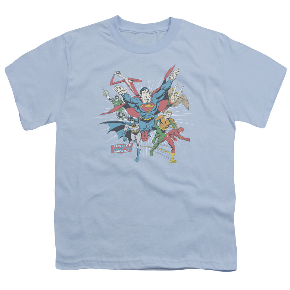 DC Comics Lead the Charge Kids Youth T Shirt Light Blue